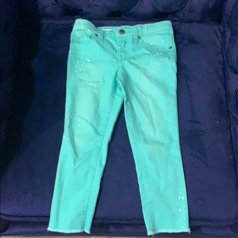 Sea foam green cute splatter jeans
